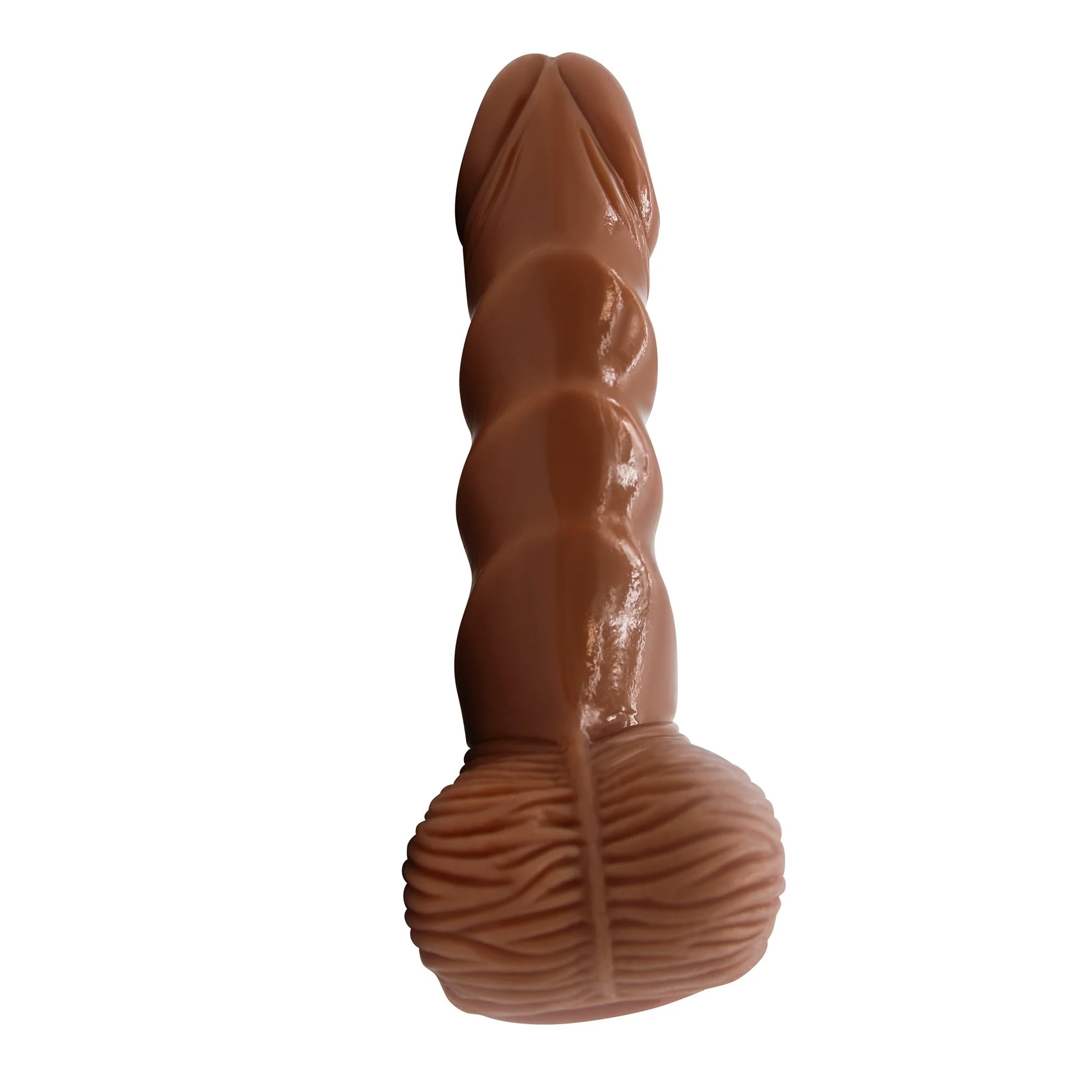 Brown Rippled Suction Cup G-Spot Dildo