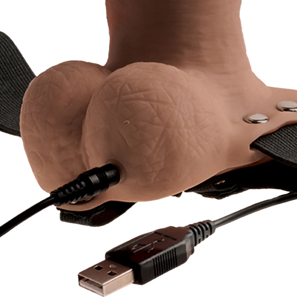 Rechargeable Vibrating Hollow Strap-On With Balls