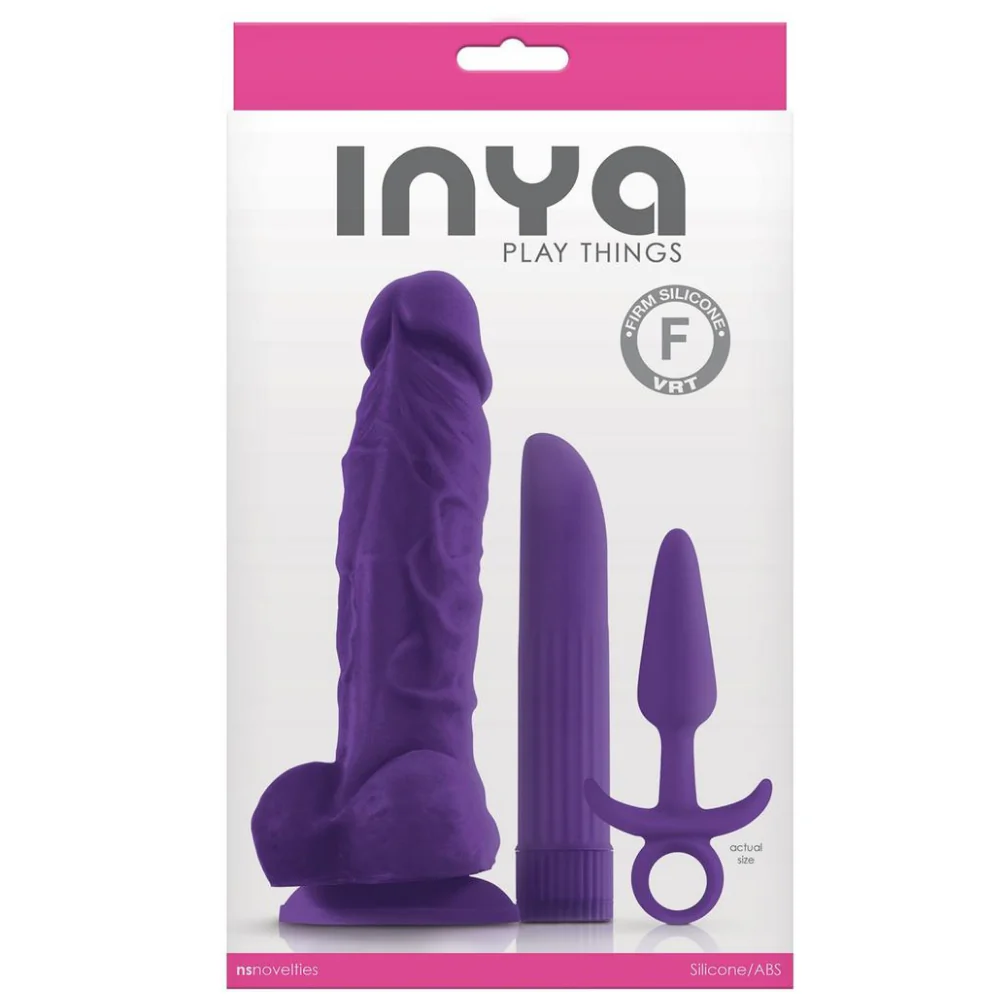 Inya Play Things Kit - Set Of 3 Sex Toys Includes Dildo, Vibrator, and Butt Plug!