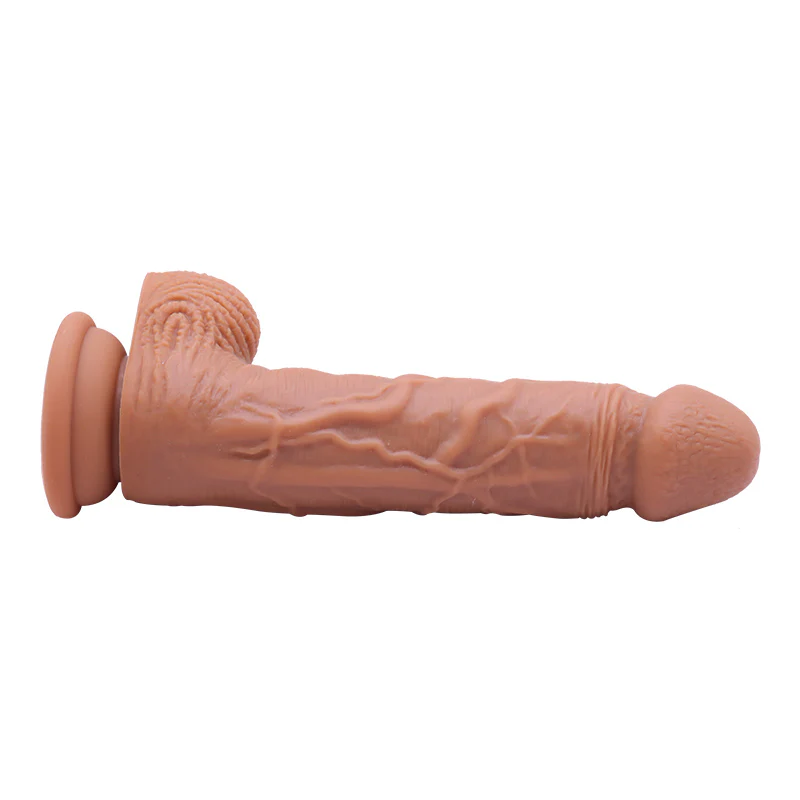 8.5 Inch Realistic Brown Silicone Dildo With Balls