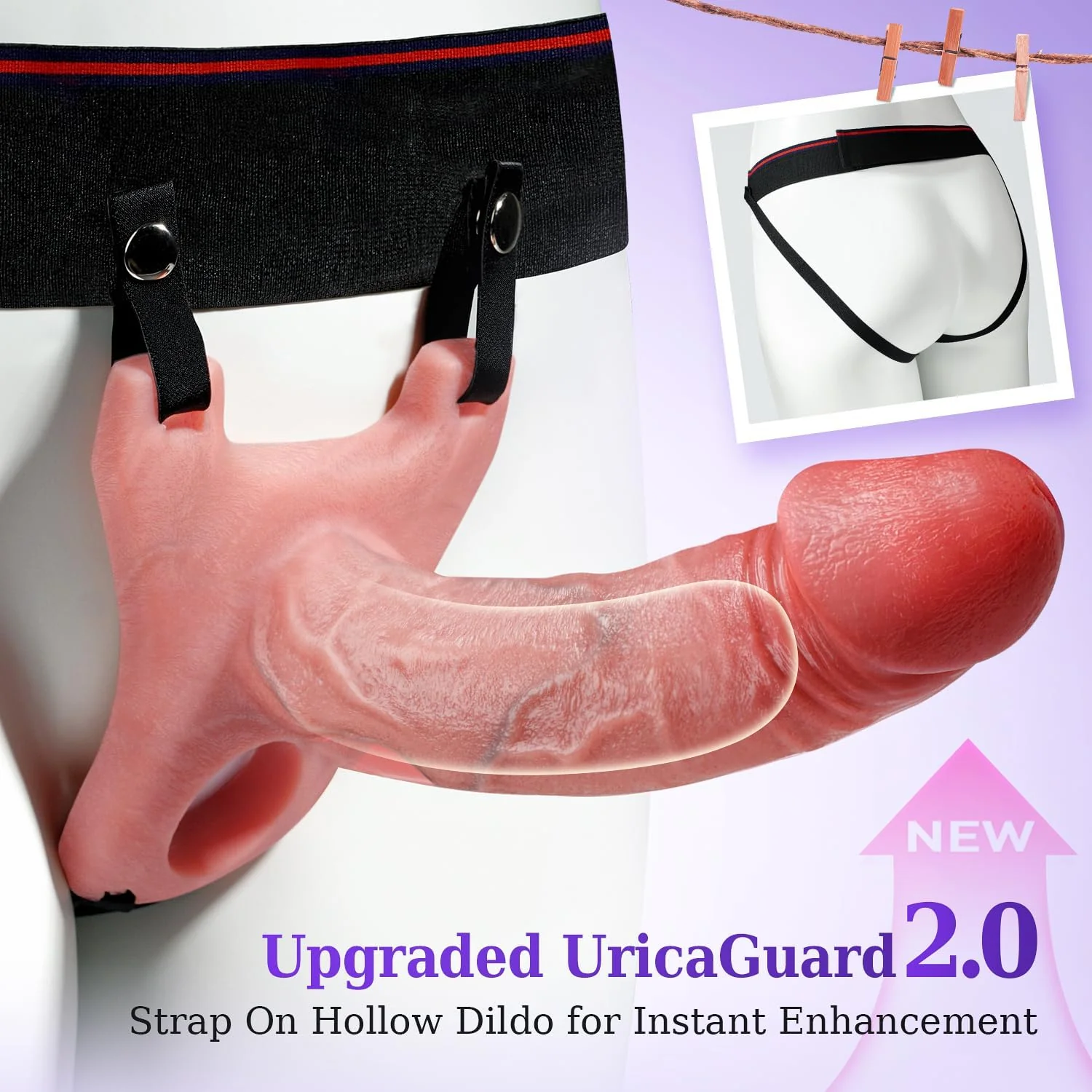 5-in-1 Strap On Hollow Dildo Vibrating Penis Sleeve Ball Stretcher & Enhanced Fit