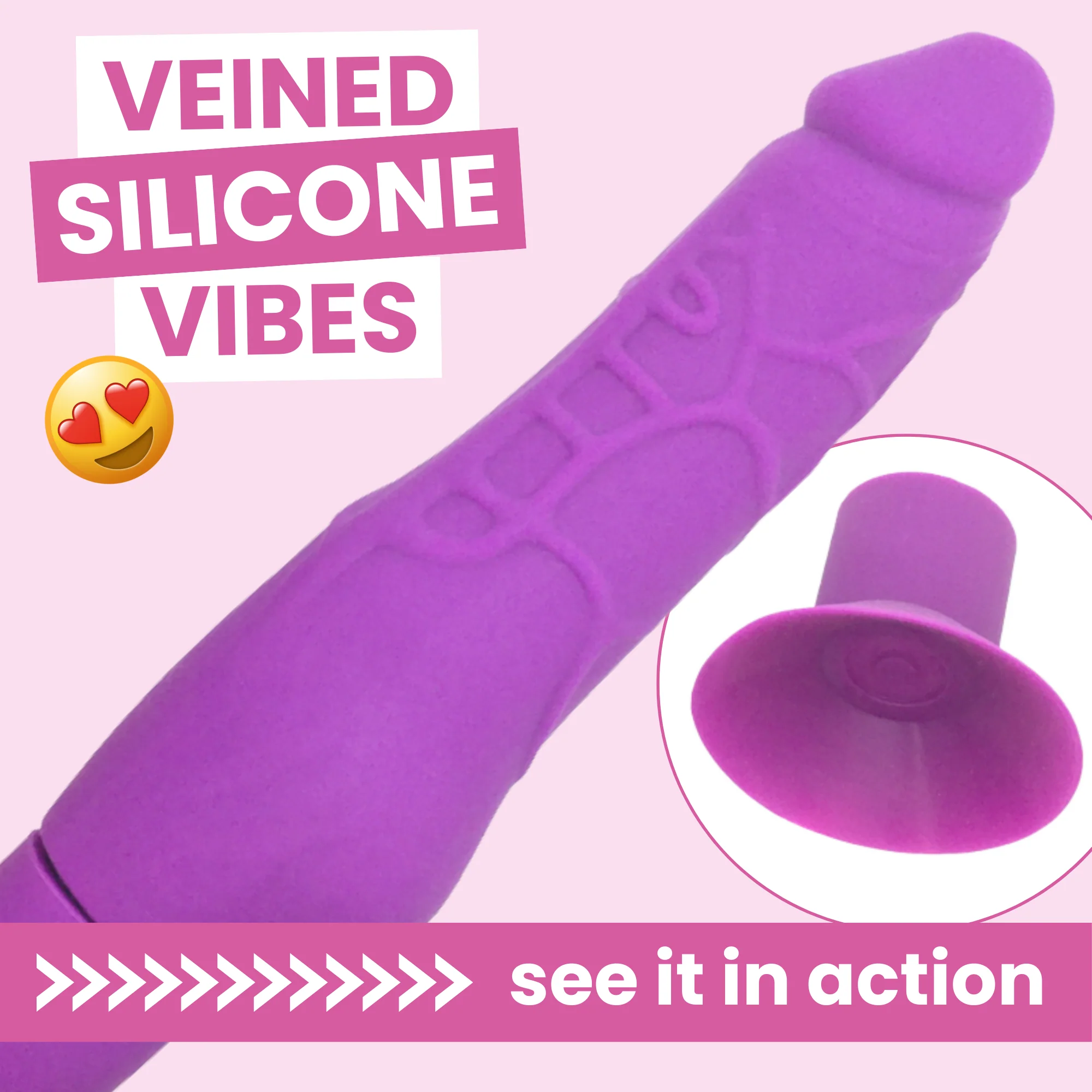 Silicone Vibrating Dildo with Realistic Penis Shape - Comes with Suction Cup Attachment!