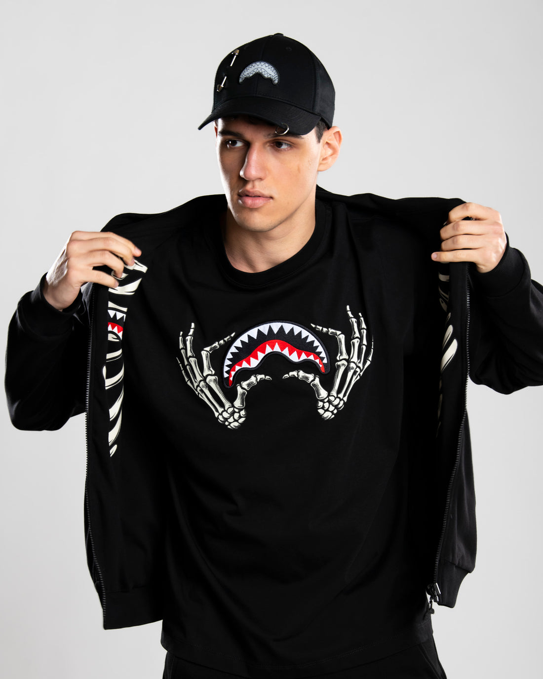 GLOW IN THE DARK SHARK BONE DOUBLE FULL-ZIP