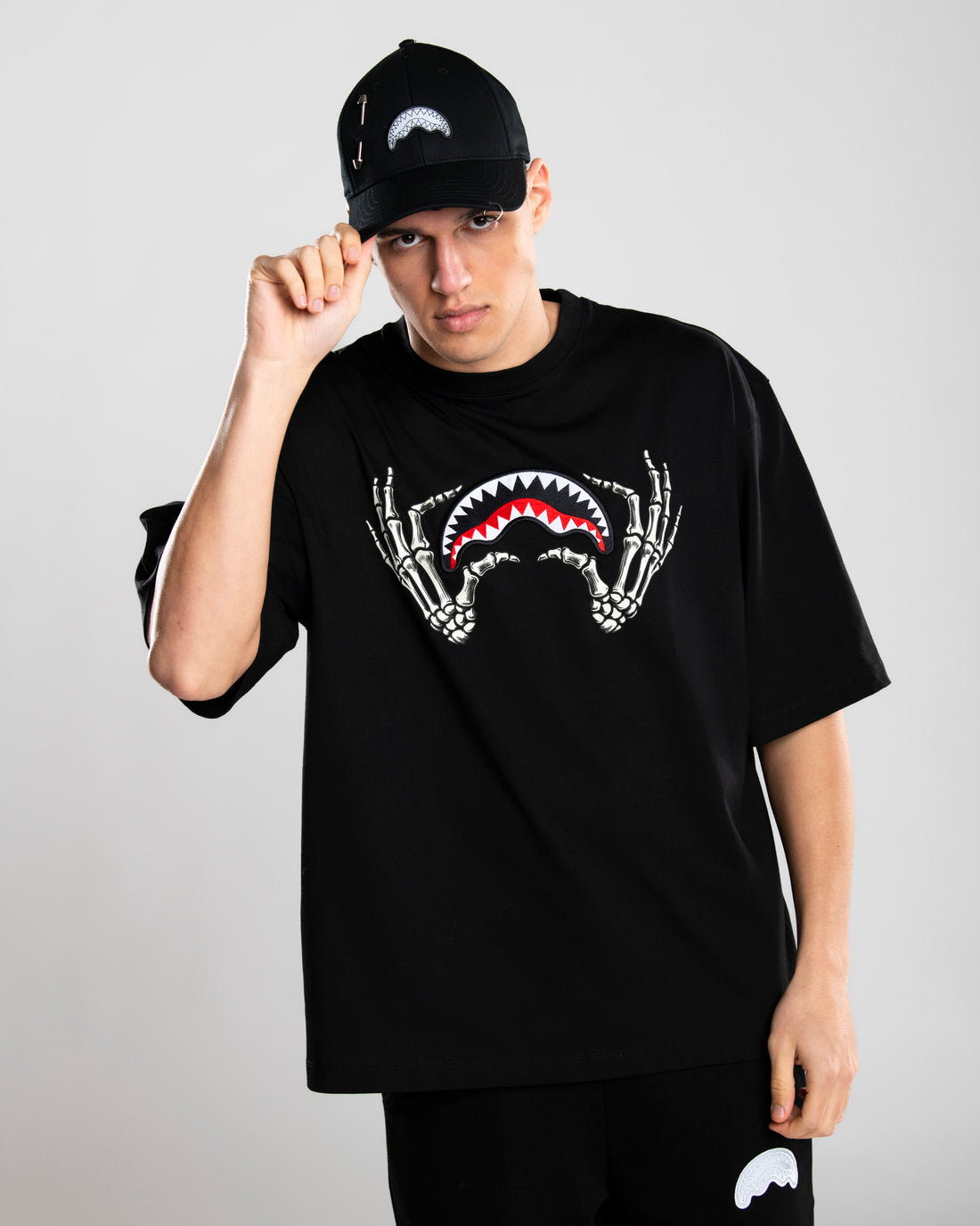 GLOW IN THE DARK SHARK BONE BOXY T-SHIRT