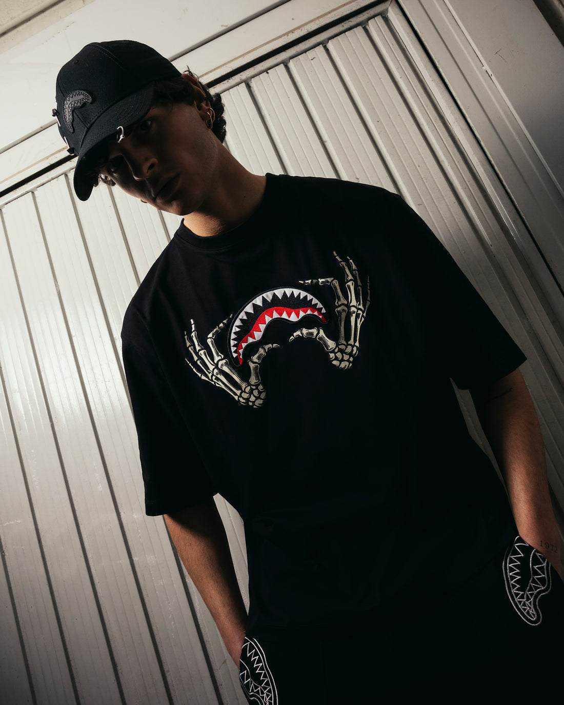 GLOW IN THE DARK SHARK BONE BOXY T-SHIRT