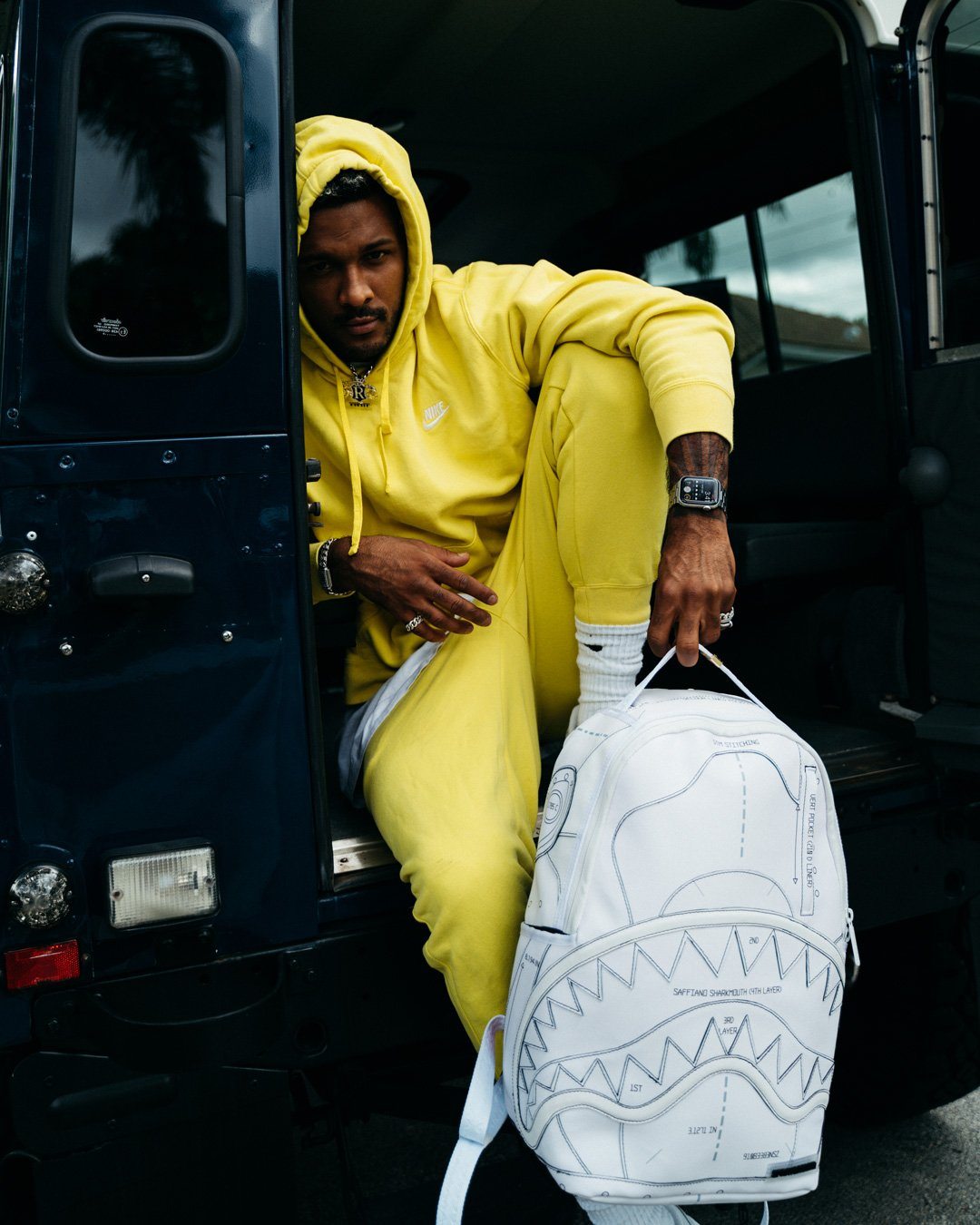 Sprayground Backpack TECHNICAL CUT SEW SHARK White