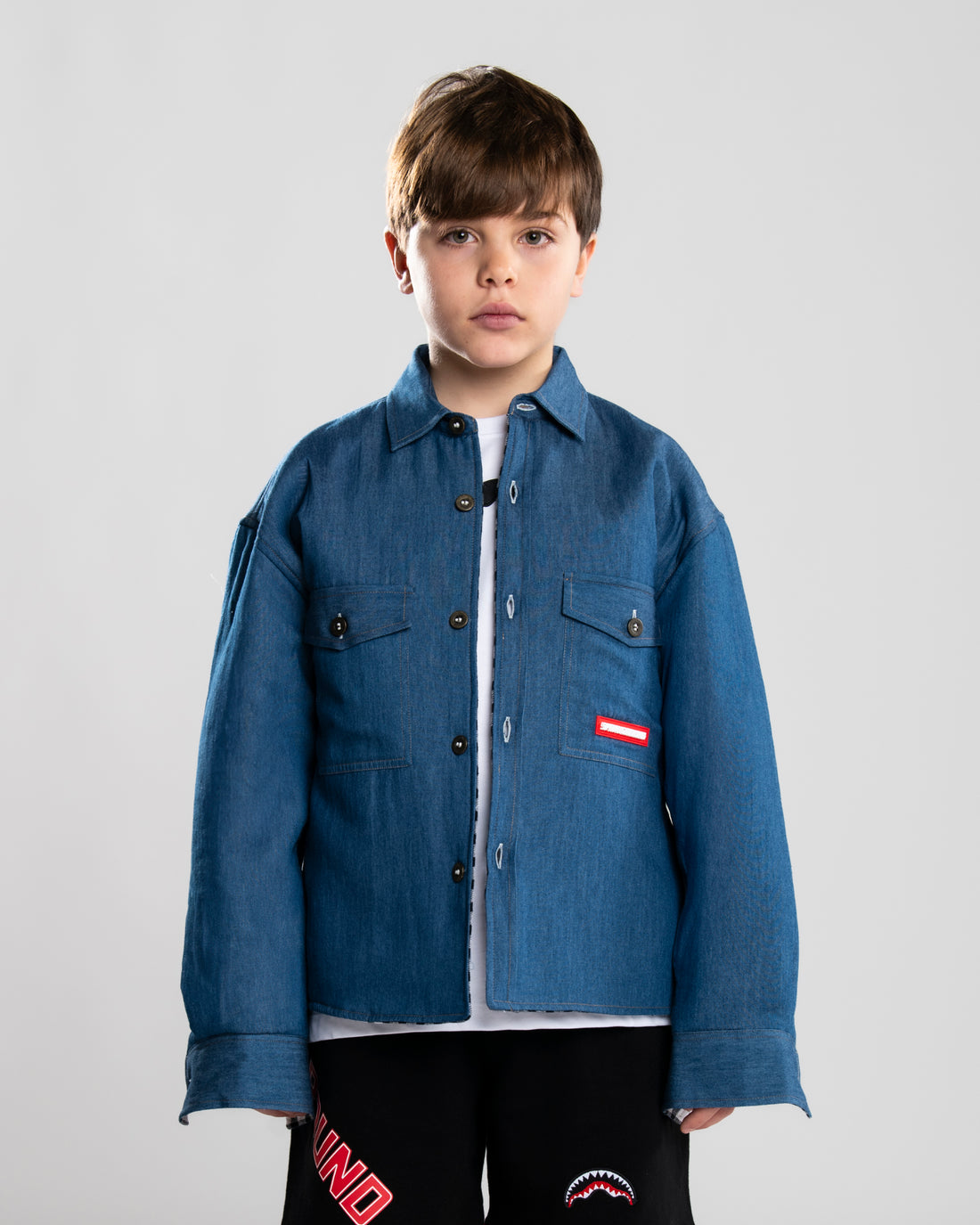 CHECK DENIM PADDED DOUBLE SHIRT J
