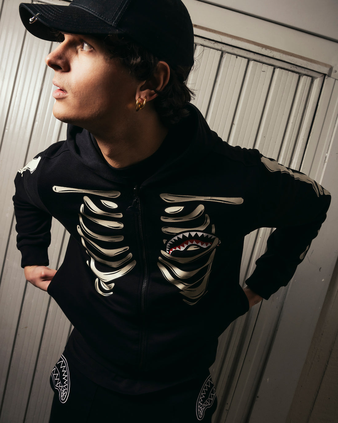 GLOW IN THE DARK SHARK BONE DOUBLE FULL-ZIP