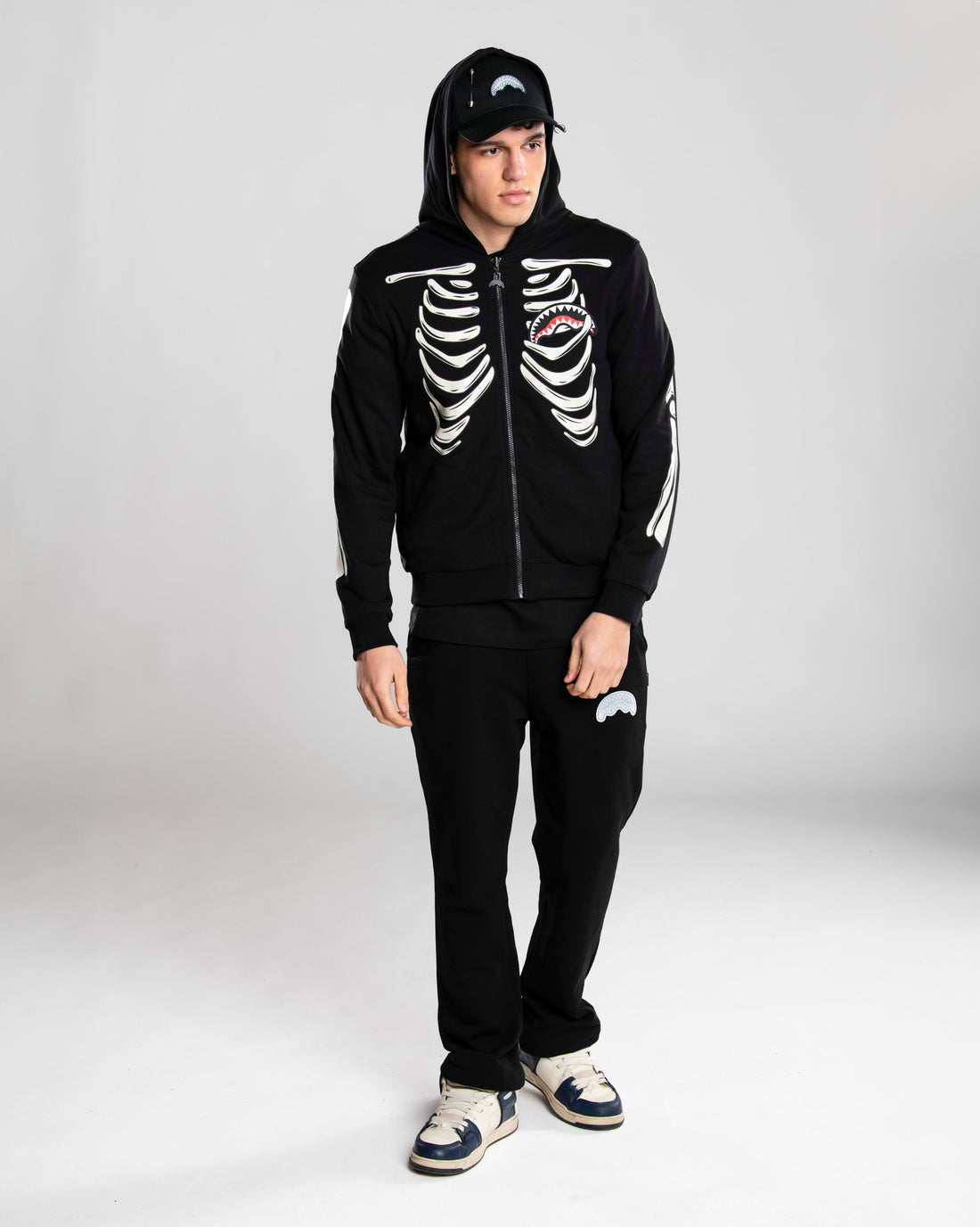 GLOW IN THE DARK SHARK BONE DOUBLE FULL-ZIP