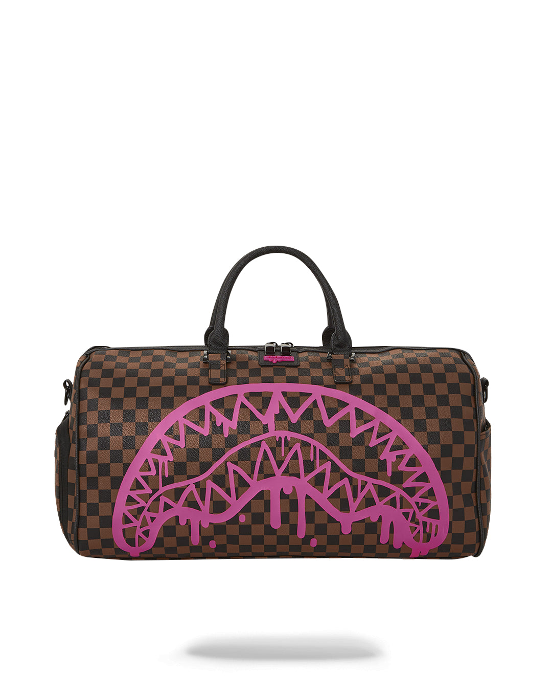 Pink Drip Brown Check Duffle
