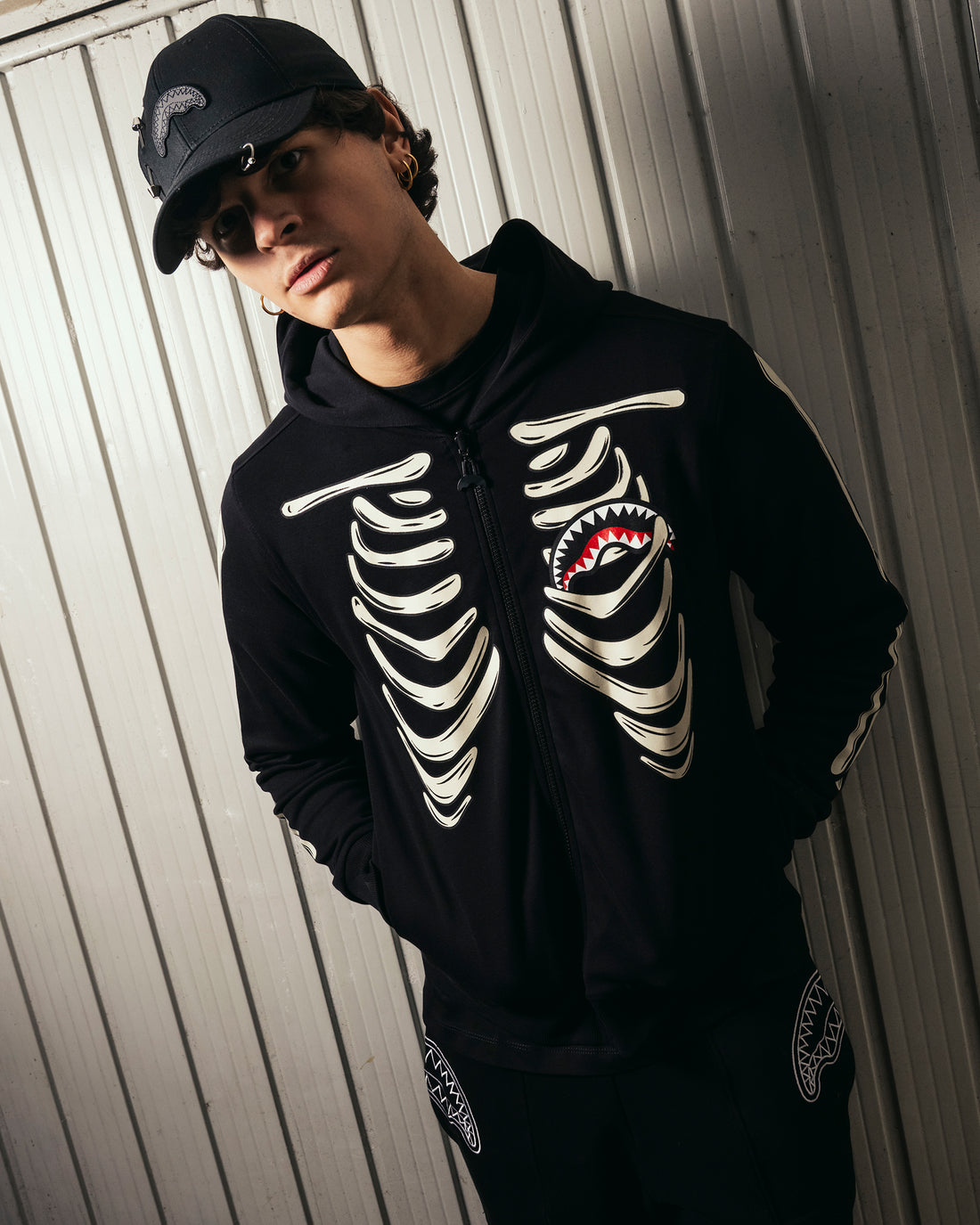 GLOW IN THE DARK SHARK BONE DOUBLE FULL-ZIP