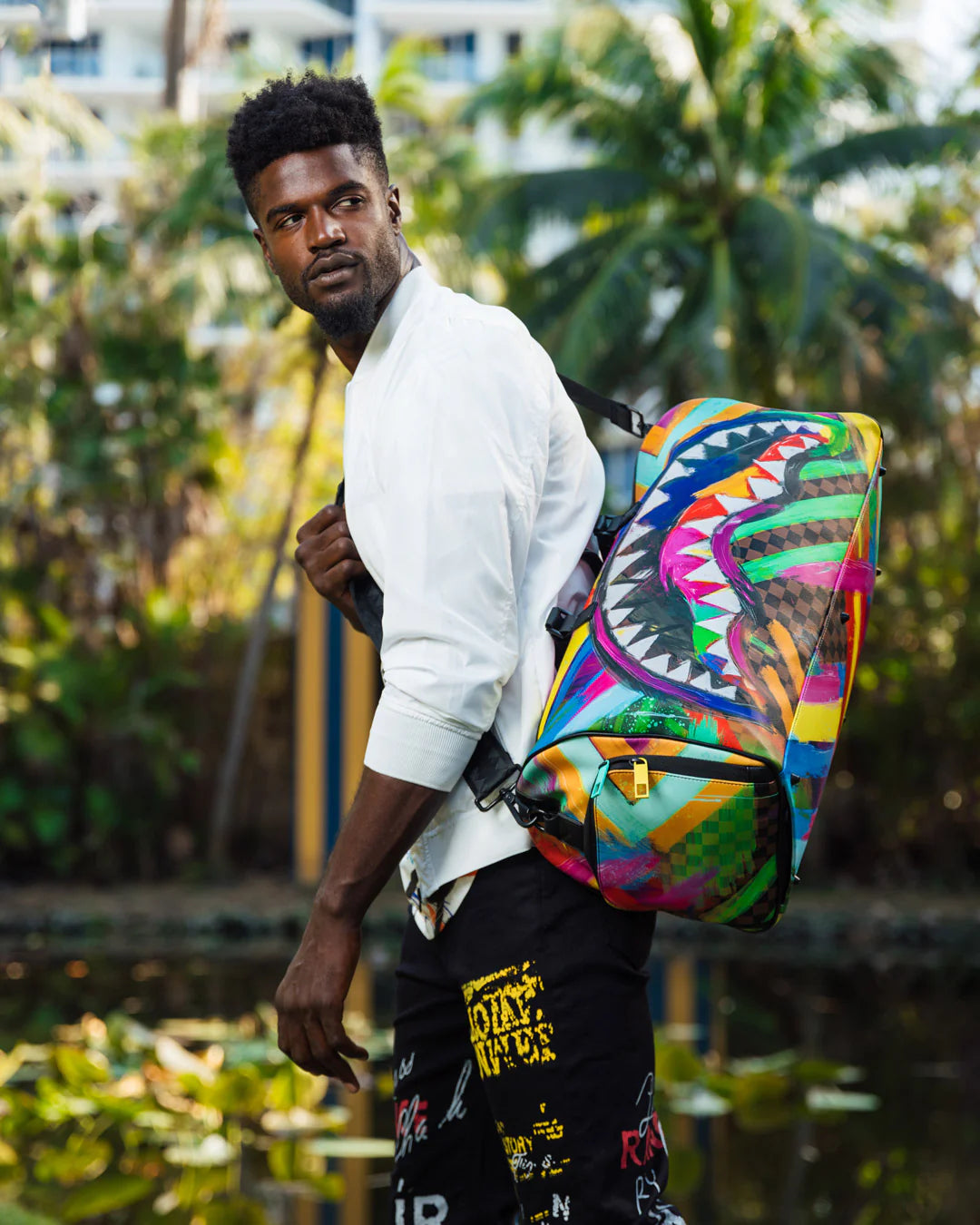 Sharks In Paint Large Duffle