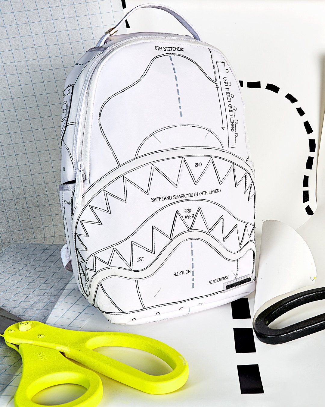 Sprayground Backpack TECHNICAL CUT SEW SHARK White