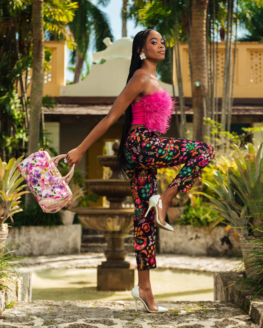 Painted Floral Shark Mini Duffle