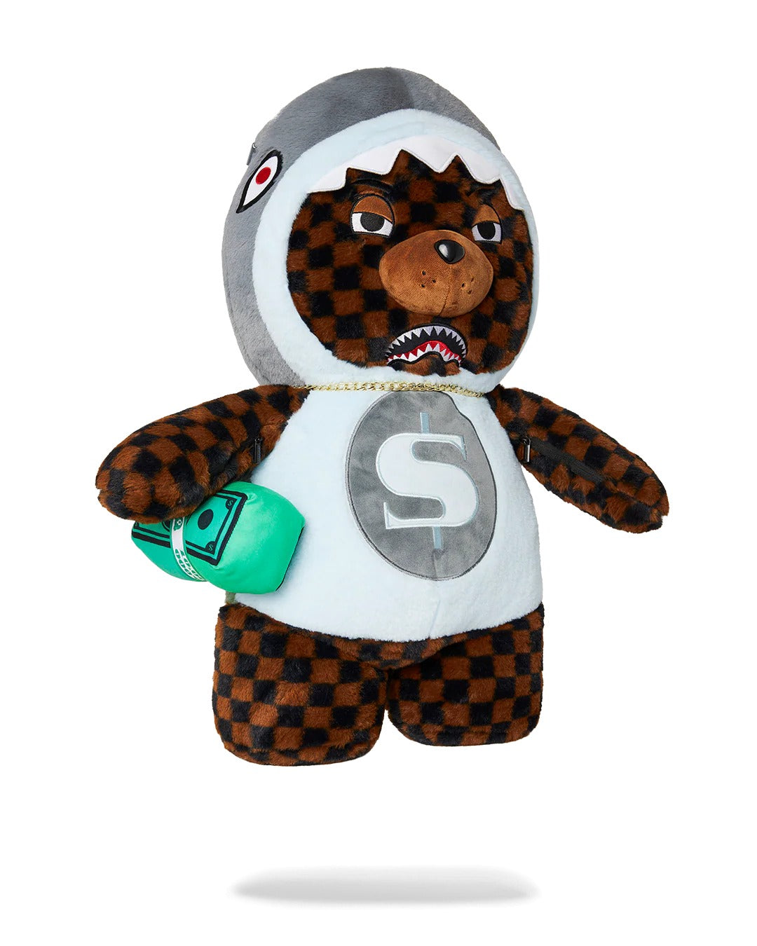MONEY BEAR IN SHARK COSTUME BEAR BACKPACK