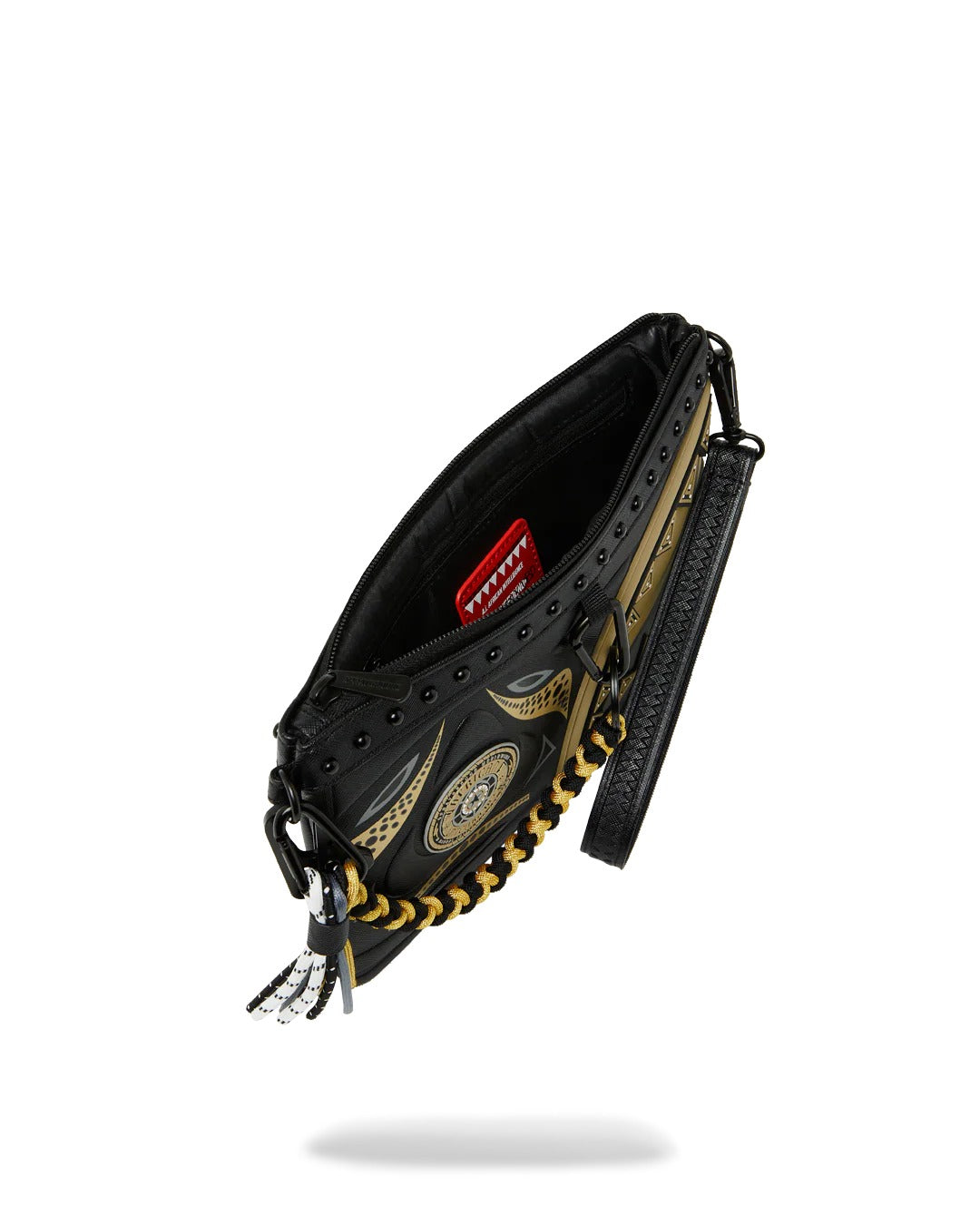 AI WONDERLAND GOLD AND BLACK CROSSOVER CLUTCH