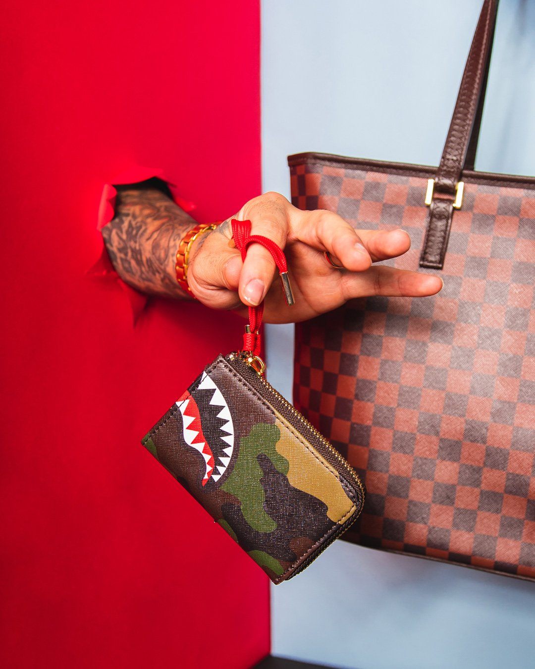 Sprayground Wallet CHECKS & CAMO WALLET Brown